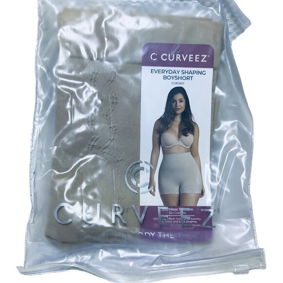 CurveEZ Women's Seamless Everyday Shaping Boyshort CUR3611 Nude‎ Beige Small NWT - Picture 2 of 9